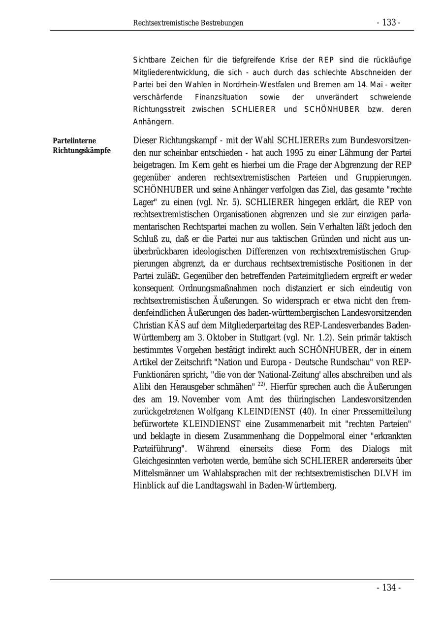 Seite 133 des Verfassungsschutzbericht 1995 Bund