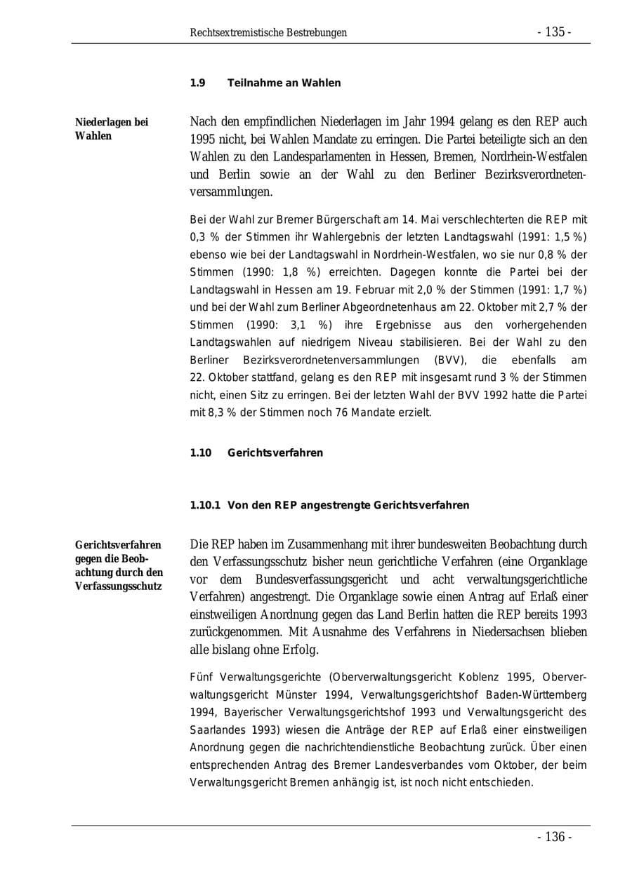 Seite 135 des Verfassungsschutzbericht 1995 Bund