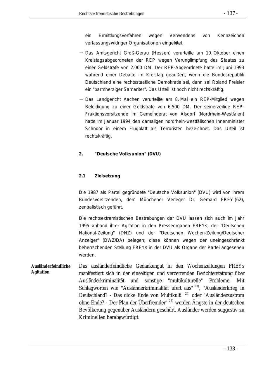 Seite 137 des Verfassungsschutzbericht 1995 Bund