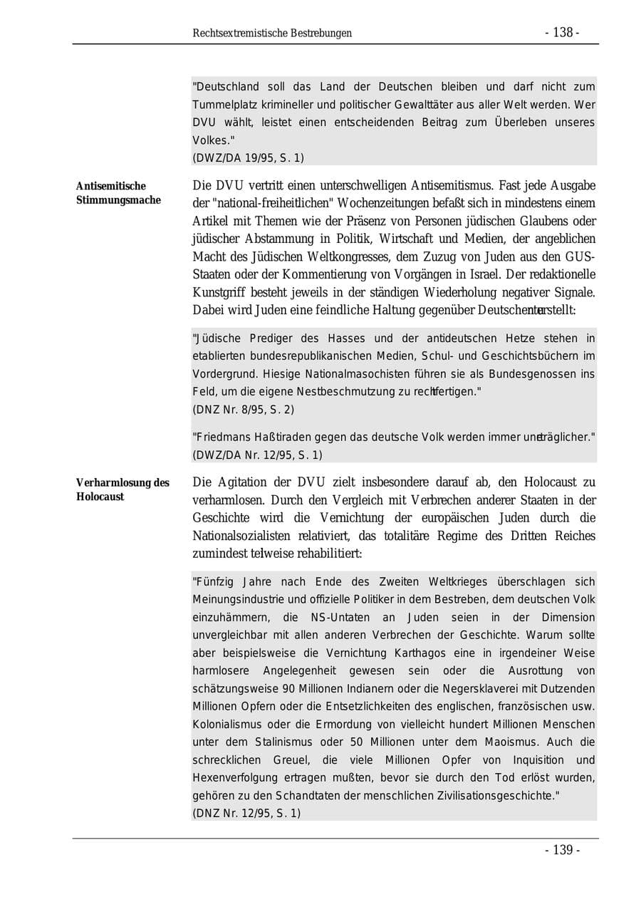 Seite 138 des Verfassungsschutzbericht 1995 Bund