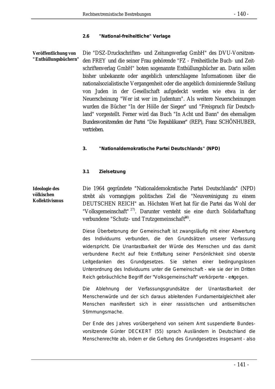 Seite 140 des Verfassungsschutzbericht 1995 Bund