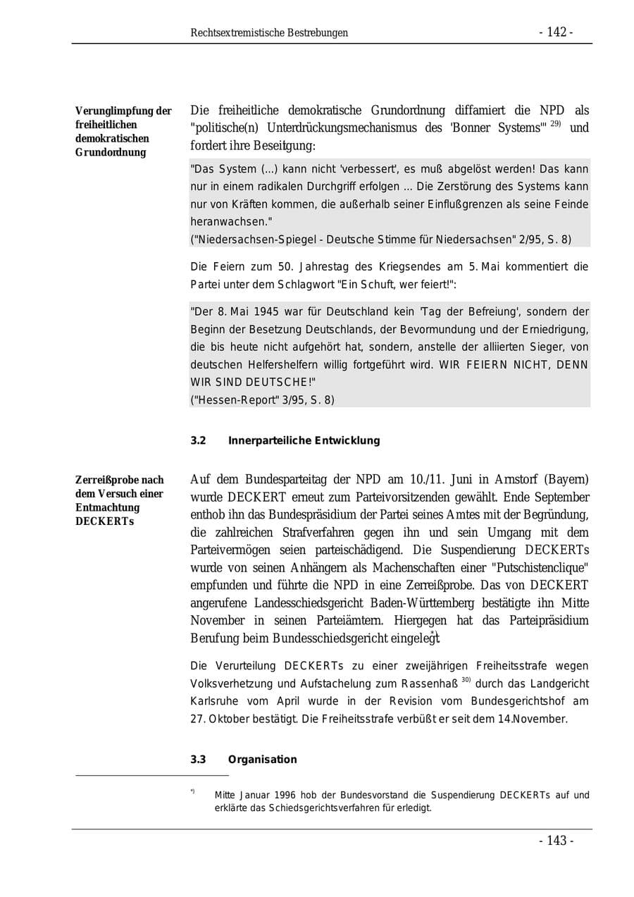 Seite 142 des Verfassungsschutzbericht 1995 Bund