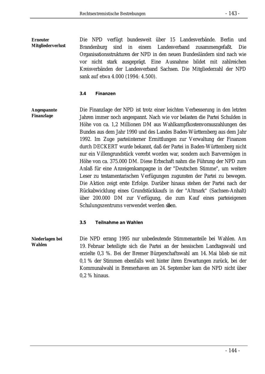 Seite 143 des Verfassungsschutzbericht 1995 Bund
