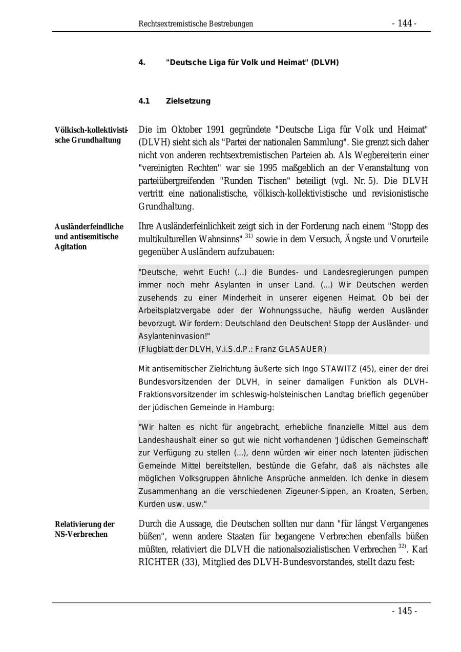 Seite 144 des Verfassungsschutzbericht 1995 Bund