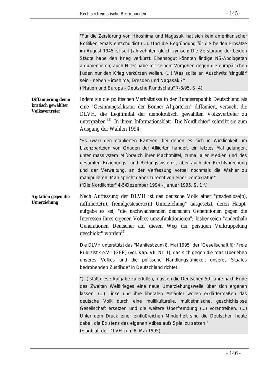 Seite 145 des Verfassungsschutzbericht 1995 Bund