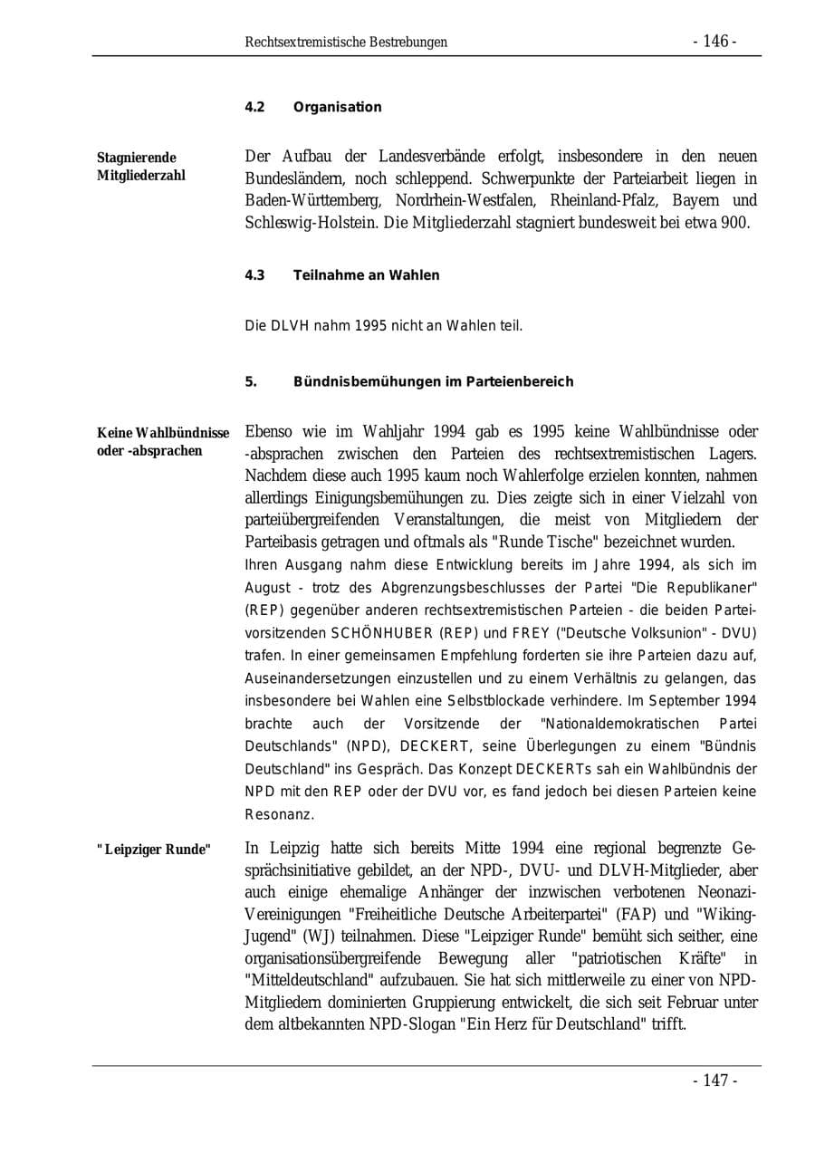 Seite 146 des Verfassungsschutzbericht 1995 Bund