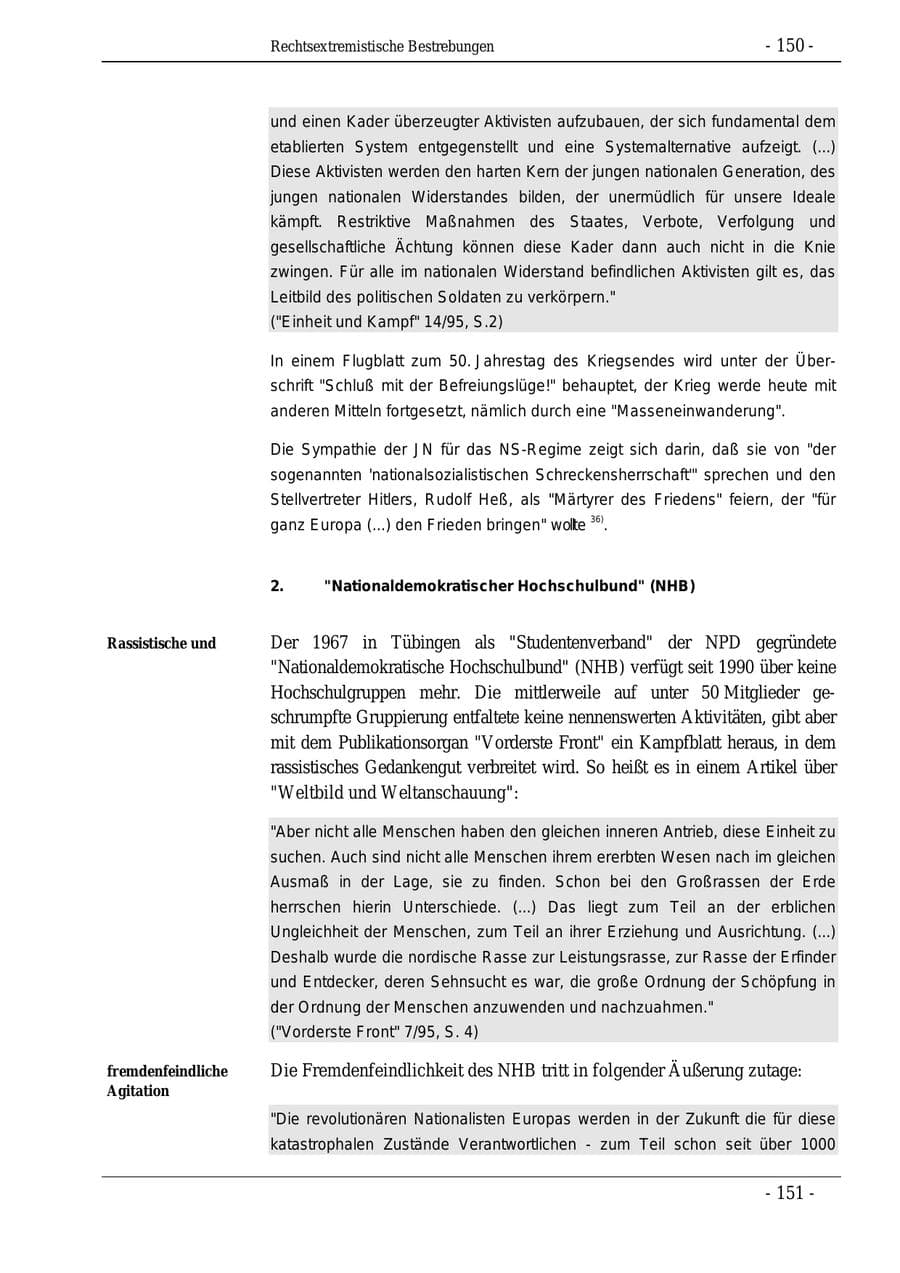 Seite 150 des Verfassungsschutzbericht 1995 Bund