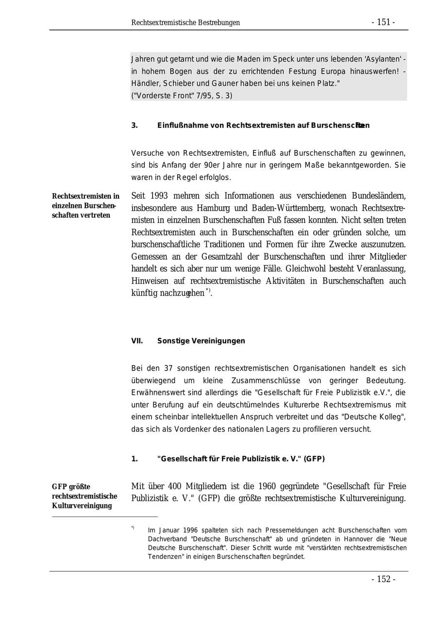 Seite 151 des Verfassungsschutzbericht 1995 Bund