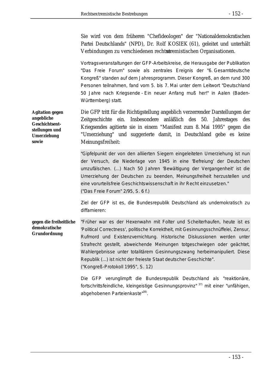 Seite 152 des Verfassungsschutzbericht 1995 Bund