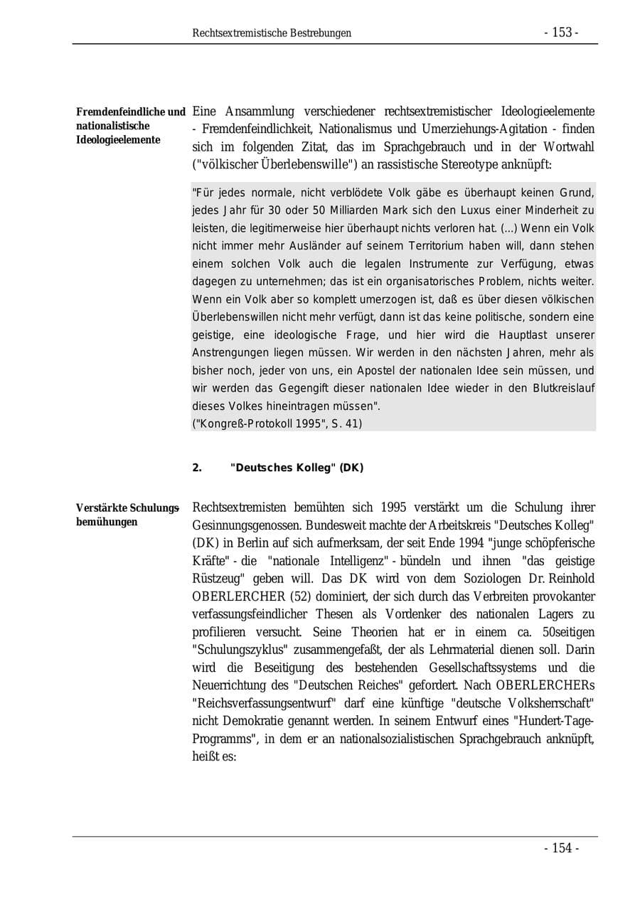 Seite 153 des Verfassungsschutzbericht 1995 Bund