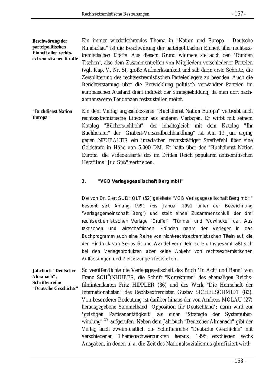 Seite 157 des Verfassungsschutzbericht 1995 Bund