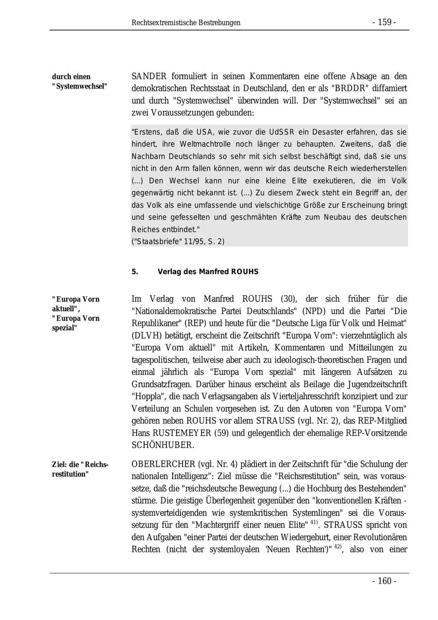 Seite 159 des Verfassungsschutzbericht 1995 Bund