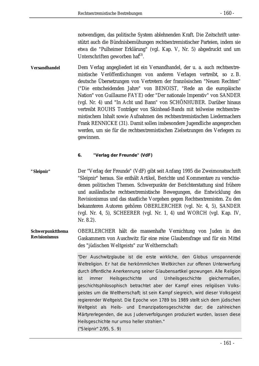 Seite 160 des Verfassungsschutzbericht 1995 Bund