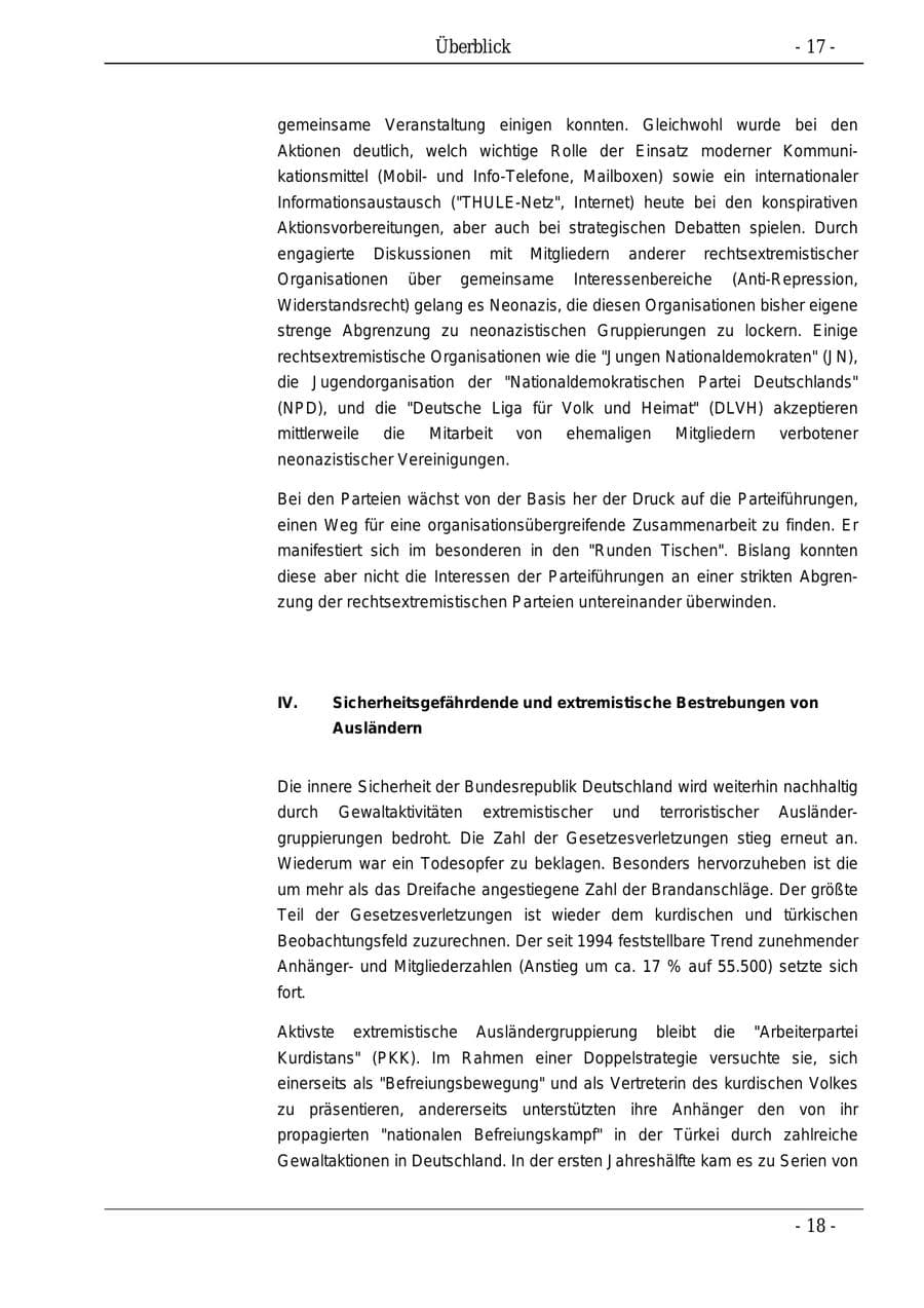 Seite 17 des Verfassungsschutzbericht 1995 Bund