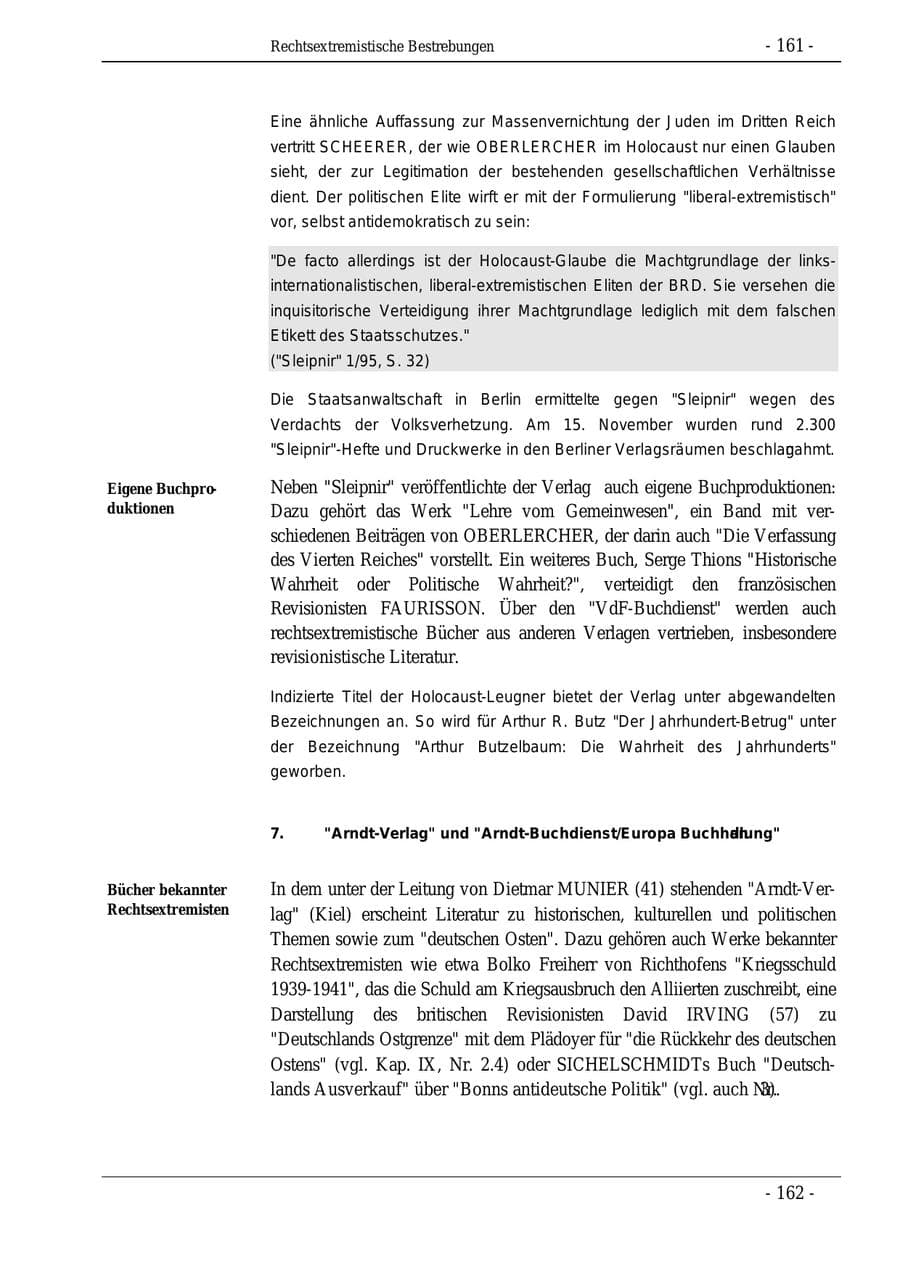 Seite 161 des Verfassungsschutzbericht 1995 Bund