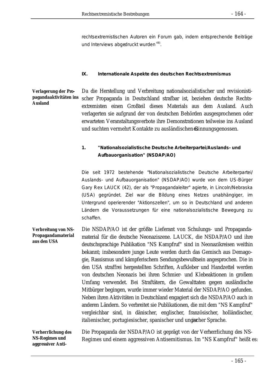 Seite 164 des Verfassungsschutzbericht 1995 Bund