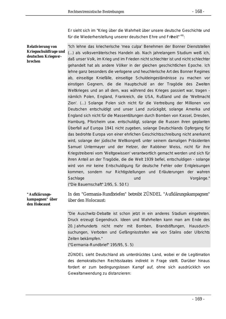 Seite 168 des Verfassungsschutzbericht 1995 Bund