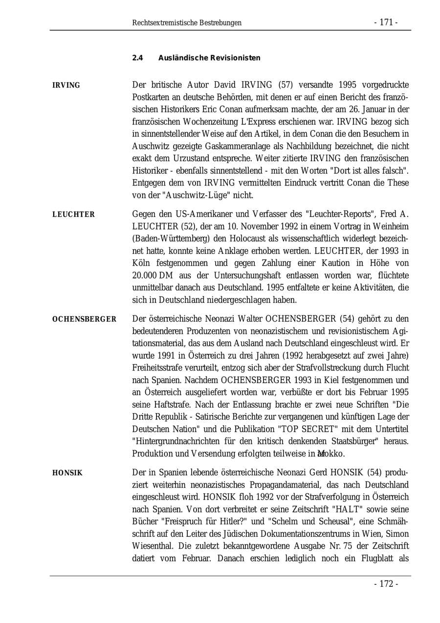 Seite 171 des Verfassungsschutzbericht 1995 Bund