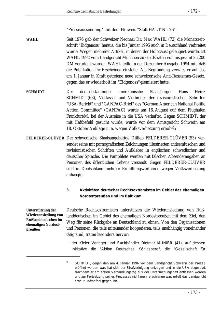 Seite 172 des Verfassungsschutzbericht 1995 Bund