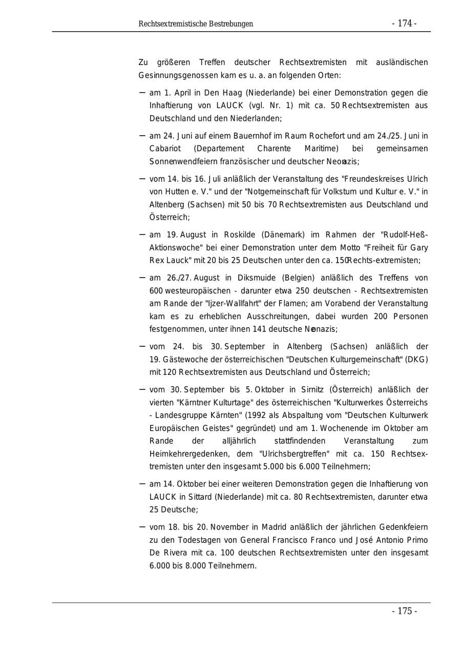 Seite 174 des Verfassungsschutzbericht 1995 Bund