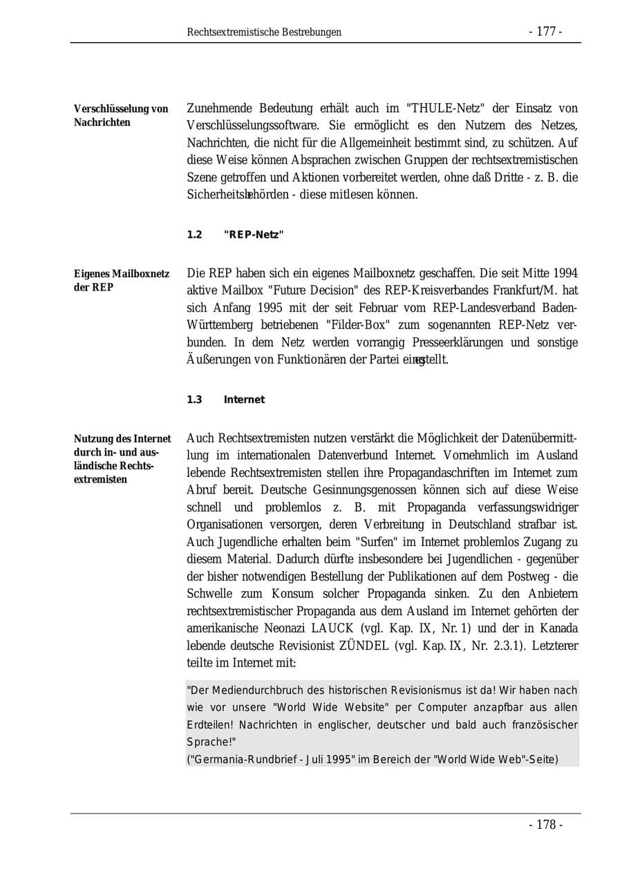 Seite 177 des Verfassungsschutzbericht 1995 Bund