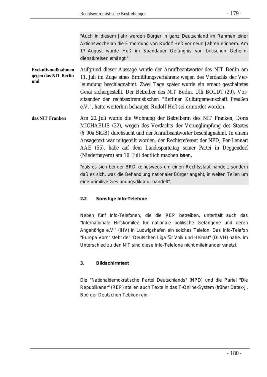 Seite 179 des Verfassungsschutzbericht 1995 Bund