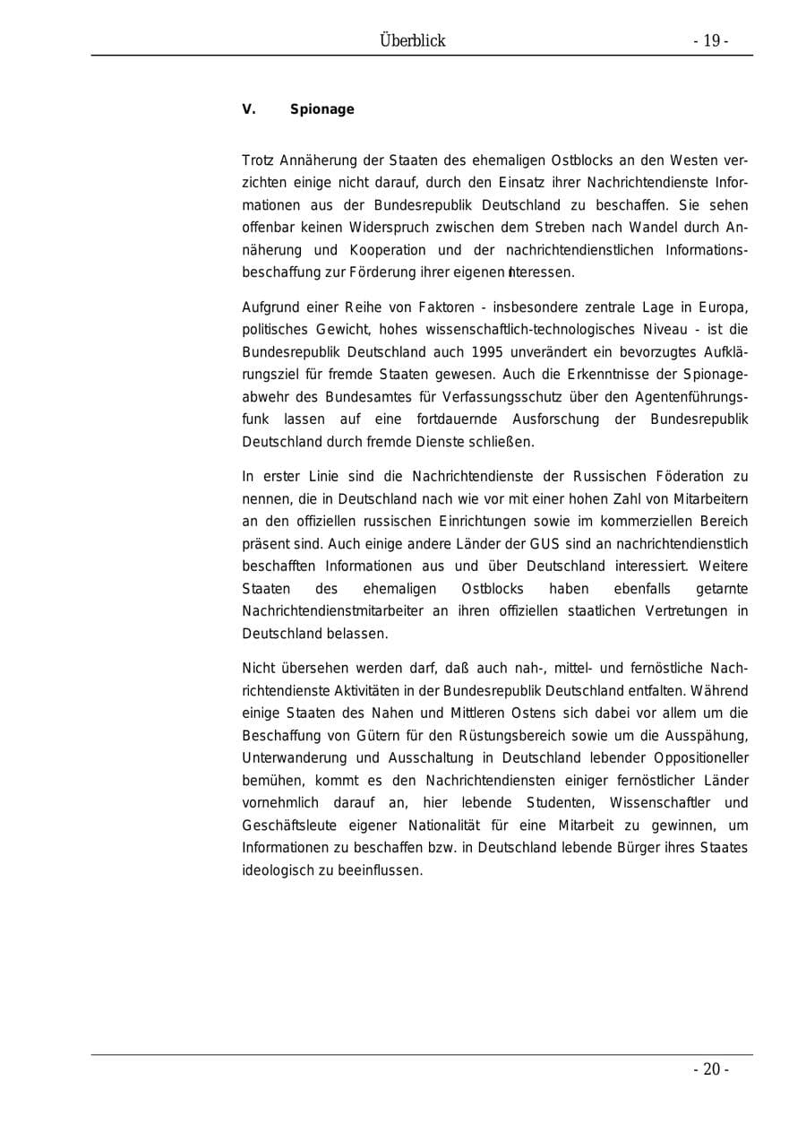 Seite 19 des Verfassungsschutzbericht 1995 Bund