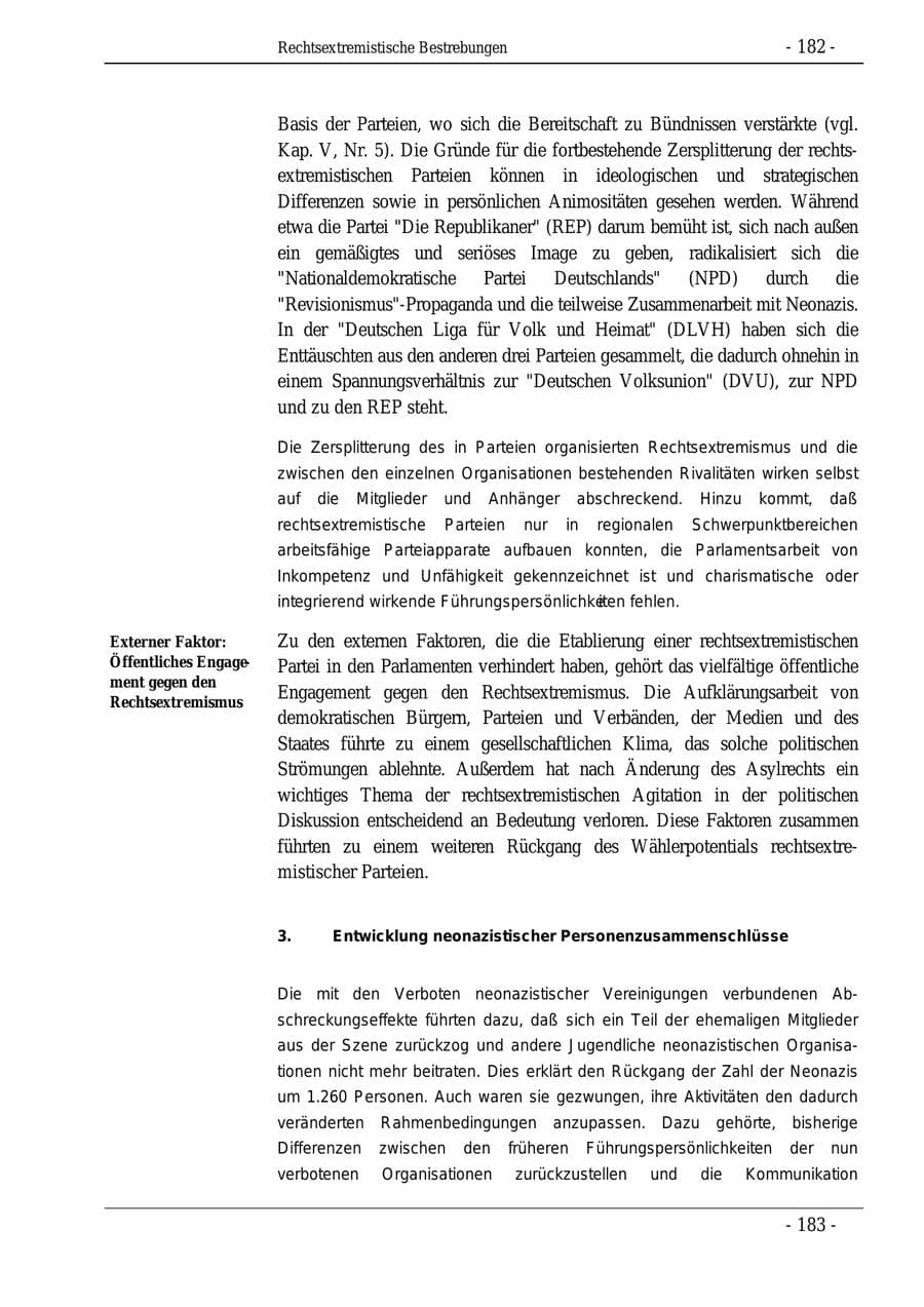Seite 182 des Verfassungsschutzbericht 1995 Bund