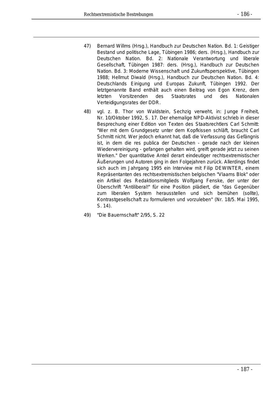 Seite 186 des Verfassungsschutzbericht 1995 Bund