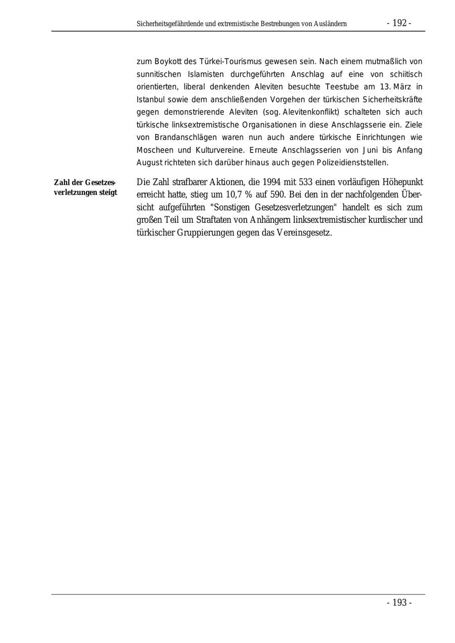 Seite 192 des Verfassungsschutzbericht 1995 Bund