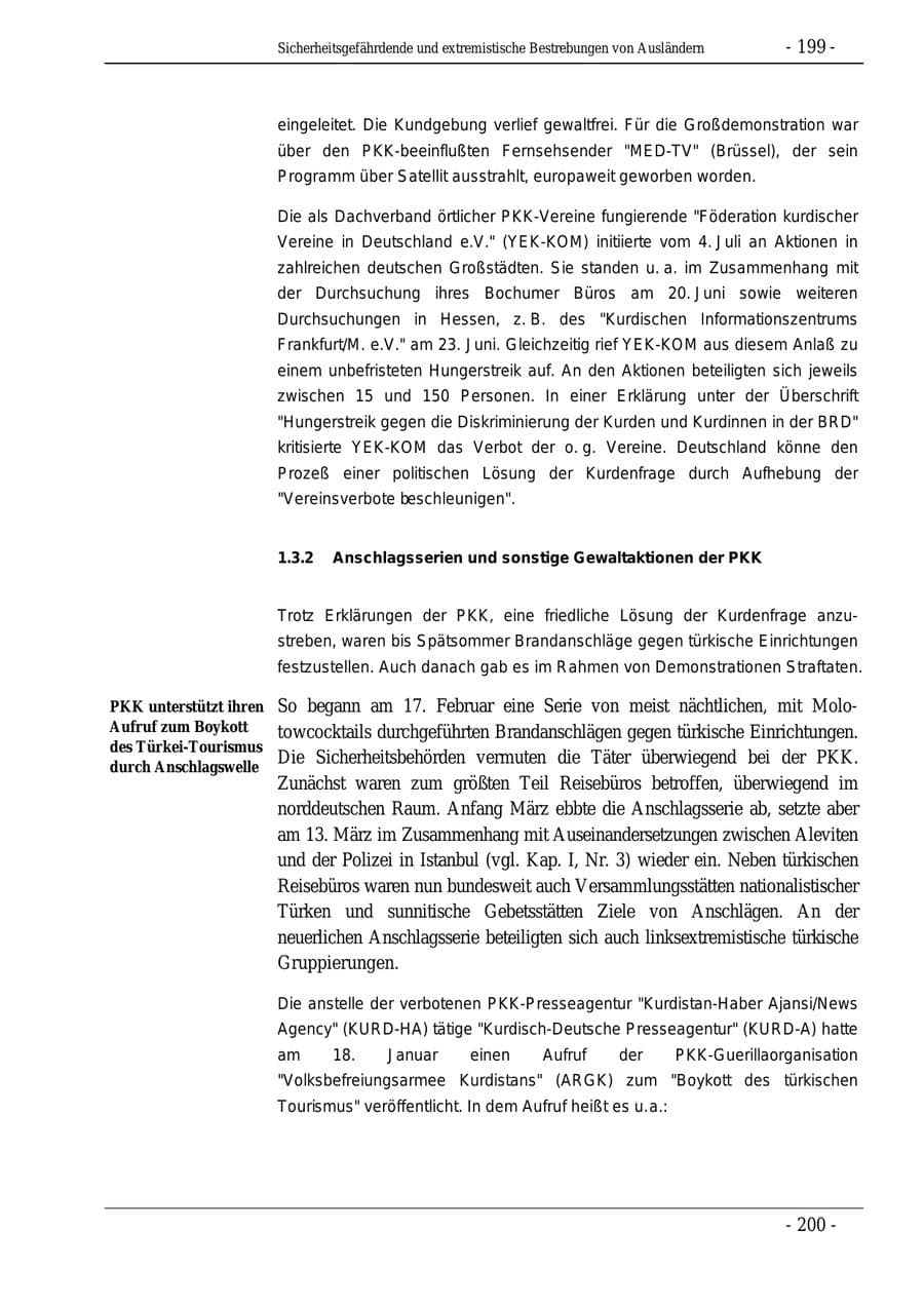 Seite 199 des Verfassungsschutzbericht 1995 Bund