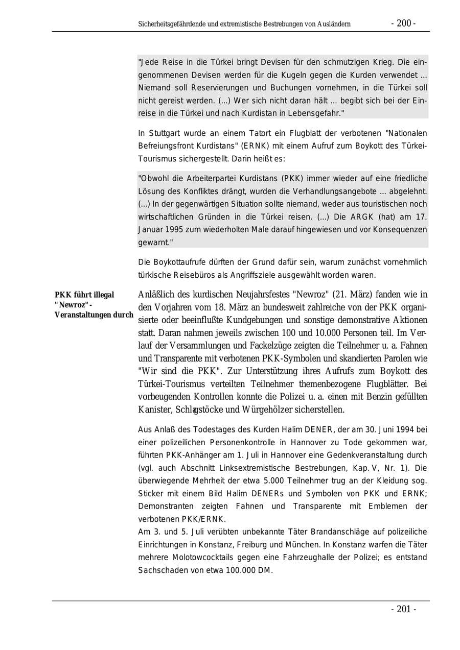 Seite 200 des Verfassungsschutzbericht 1995 Bund
