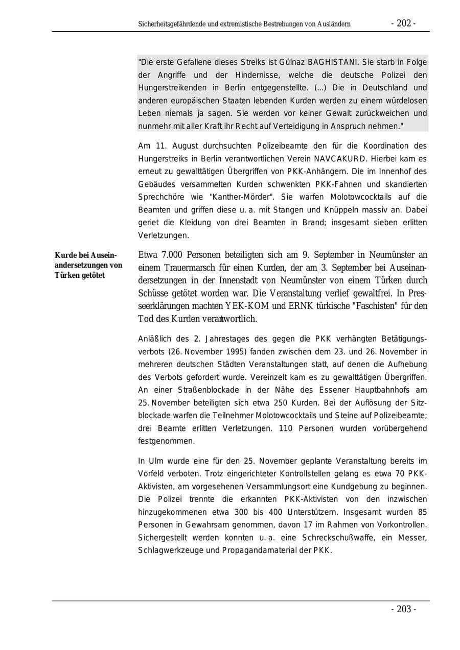 Seite 202 des Verfassungsschutzbericht 1995 Bund