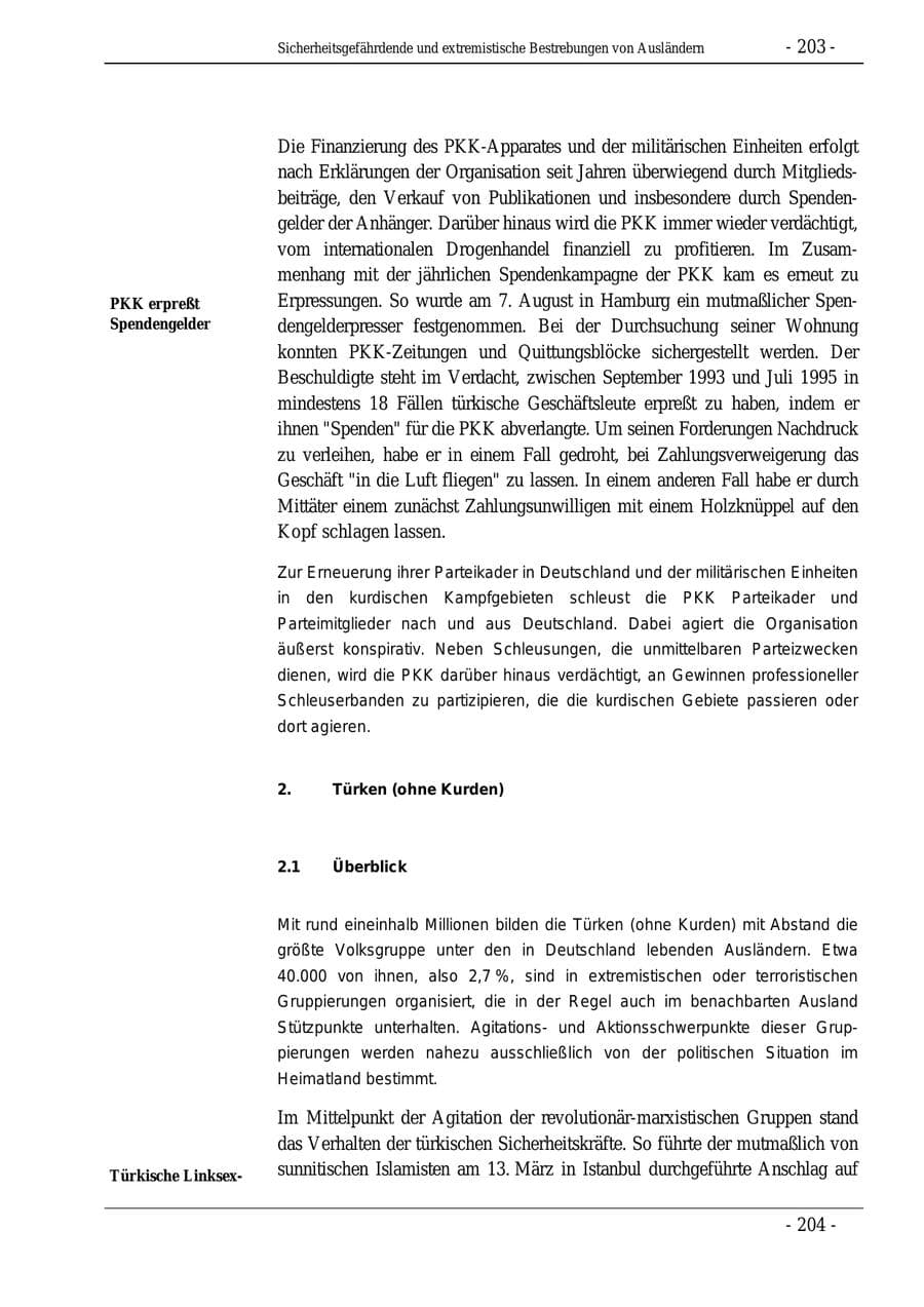 Seite 203 des Verfassungsschutzbericht 1995 Bund