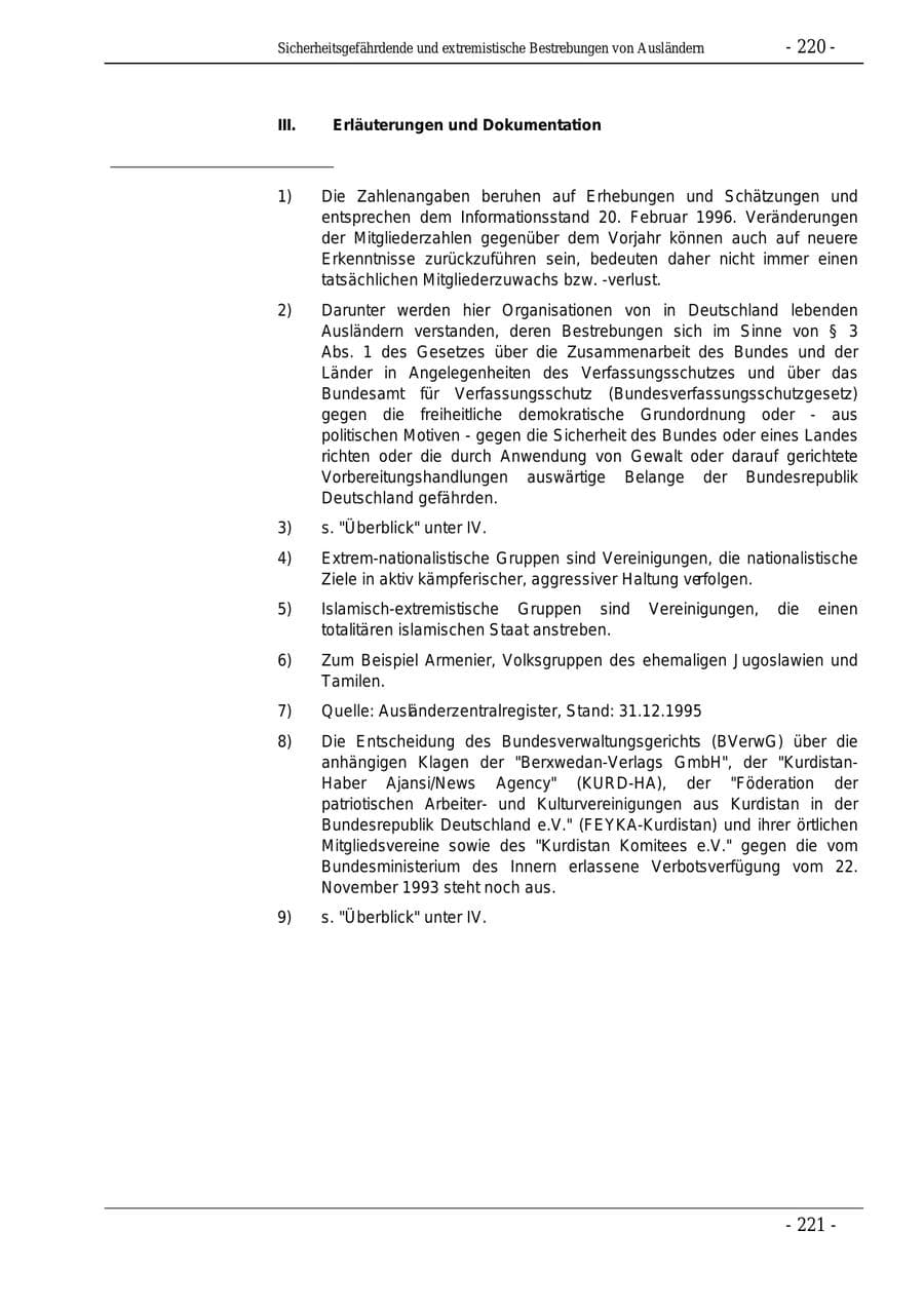 Seite 220 des Verfassungsschutzbericht 1995 Bund