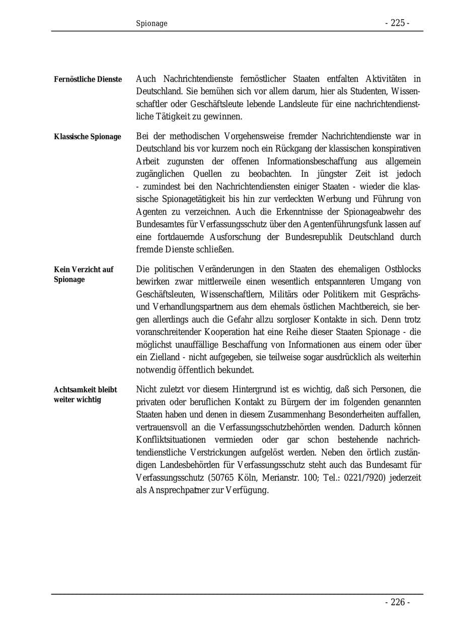 Seite 225 des Verfassungsschutzbericht 1995 Bund