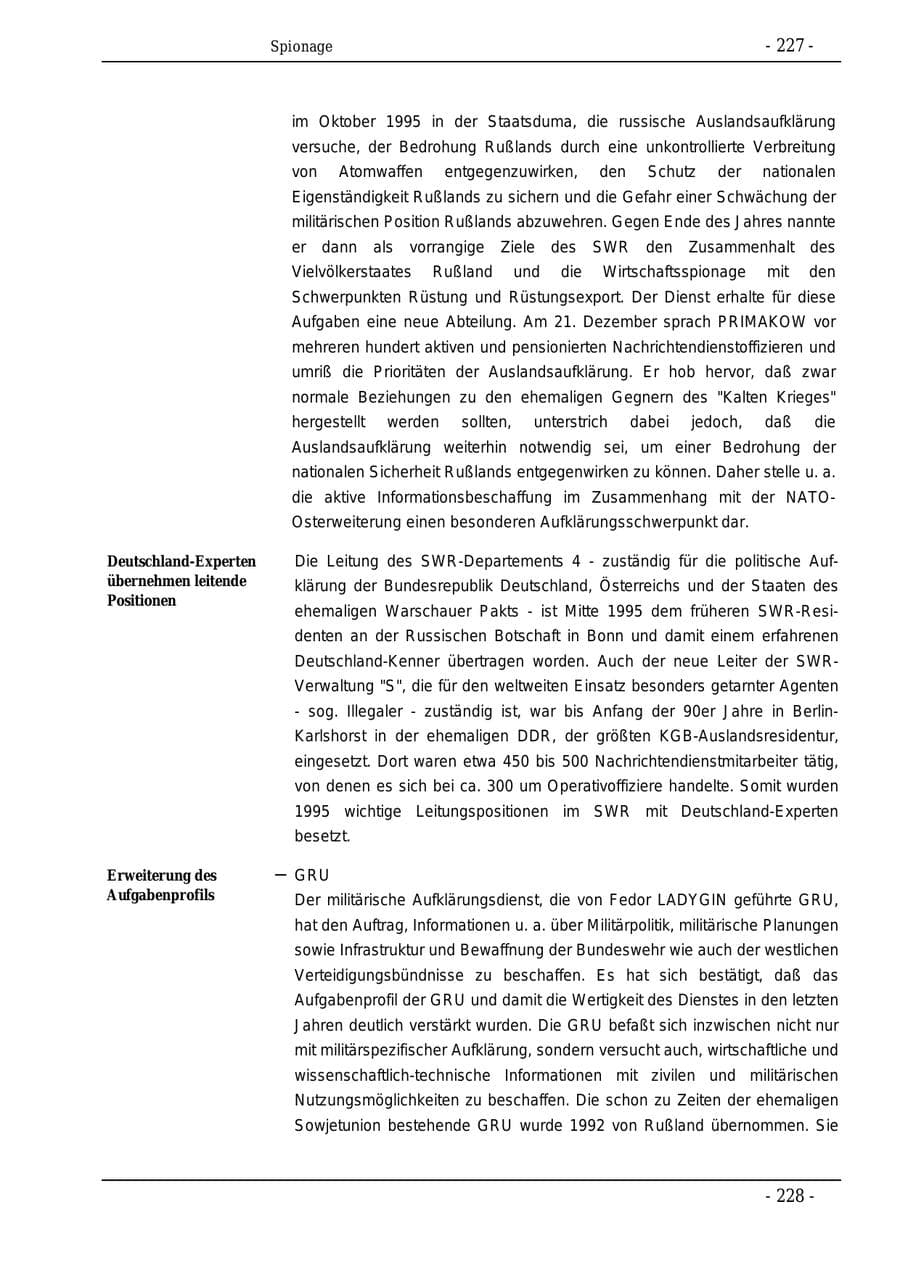 Seite 227 des Verfassungsschutzbericht 1995 Bund