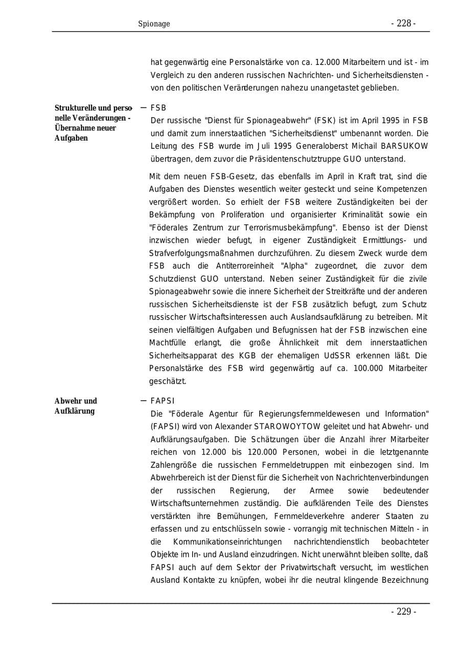 Seite 228 des Verfassungsschutzbericht 1995 Bund