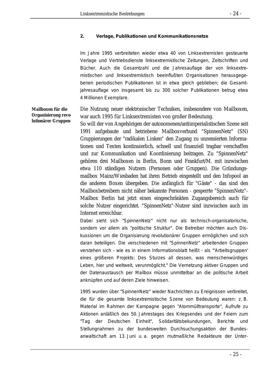 Seite 24 des Verfassungsschutzbericht 1995 Bund