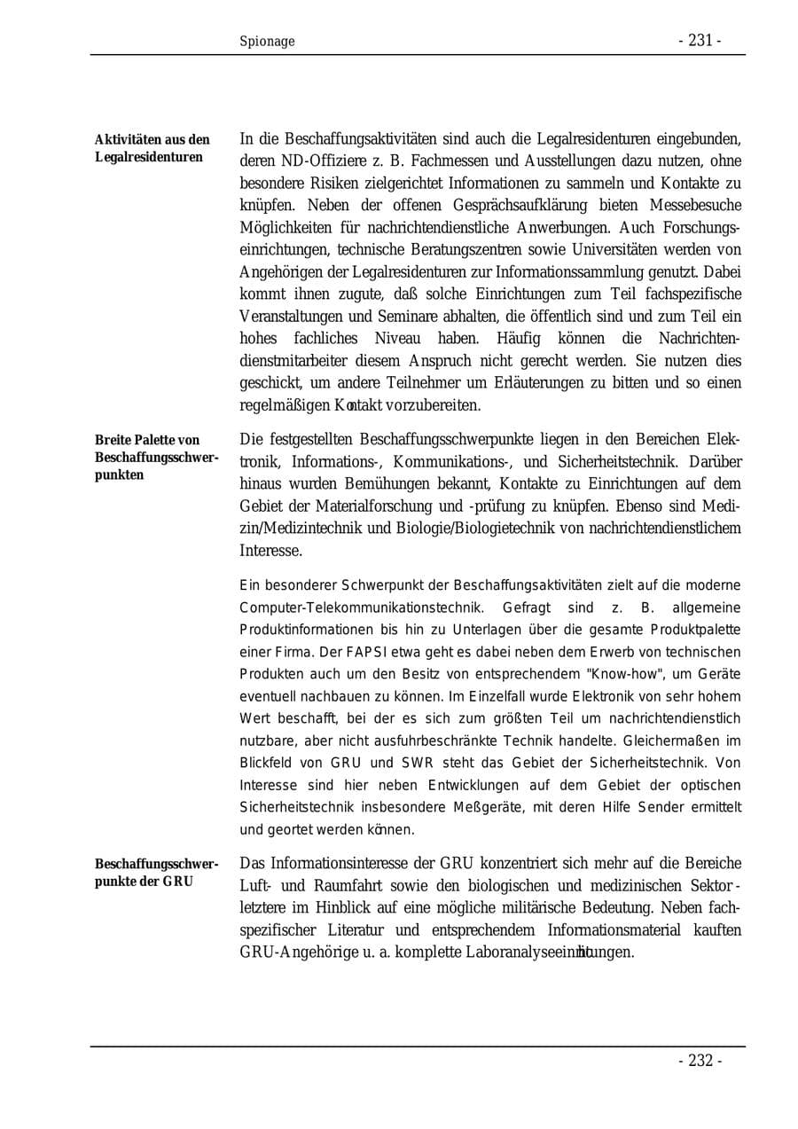 Seite 231 des Verfassungsschutzbericht 1995 Bund