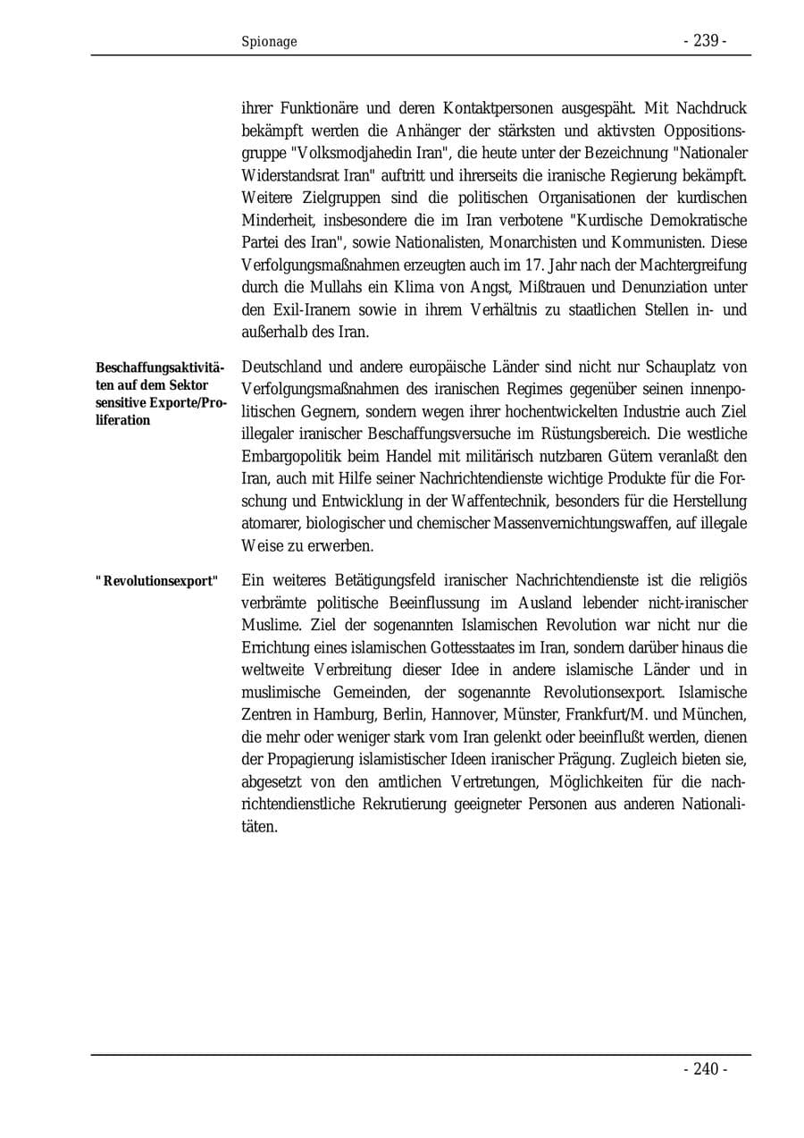 Seite 239 des Verfassungsschutzbericht 1995 Bund