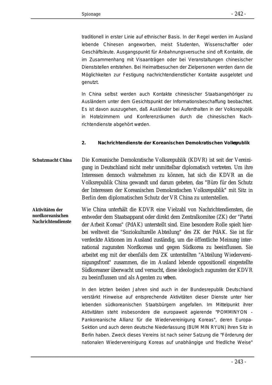 Seite 242 des Verfassungsschutzbericht 1995 Bund