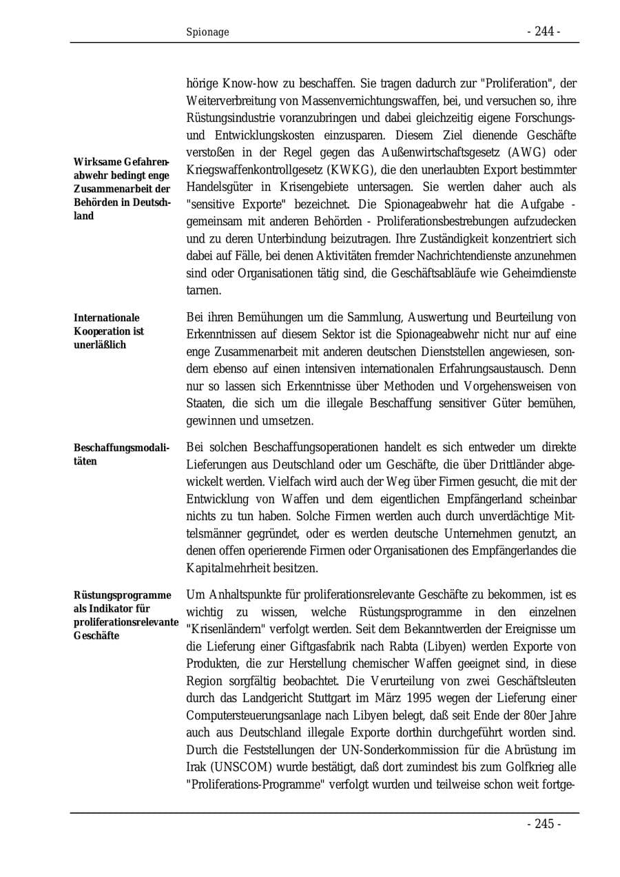 Seite 244 des Verfassungsschutzbericht 1995 Bund