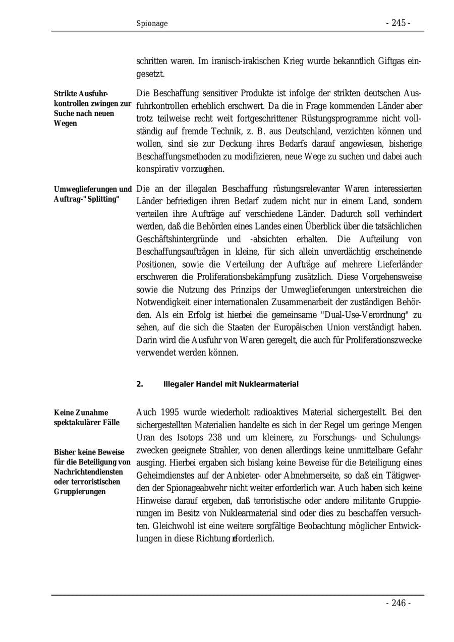 Seite 245 des Verfassungsschutzbericht 1995 Bund