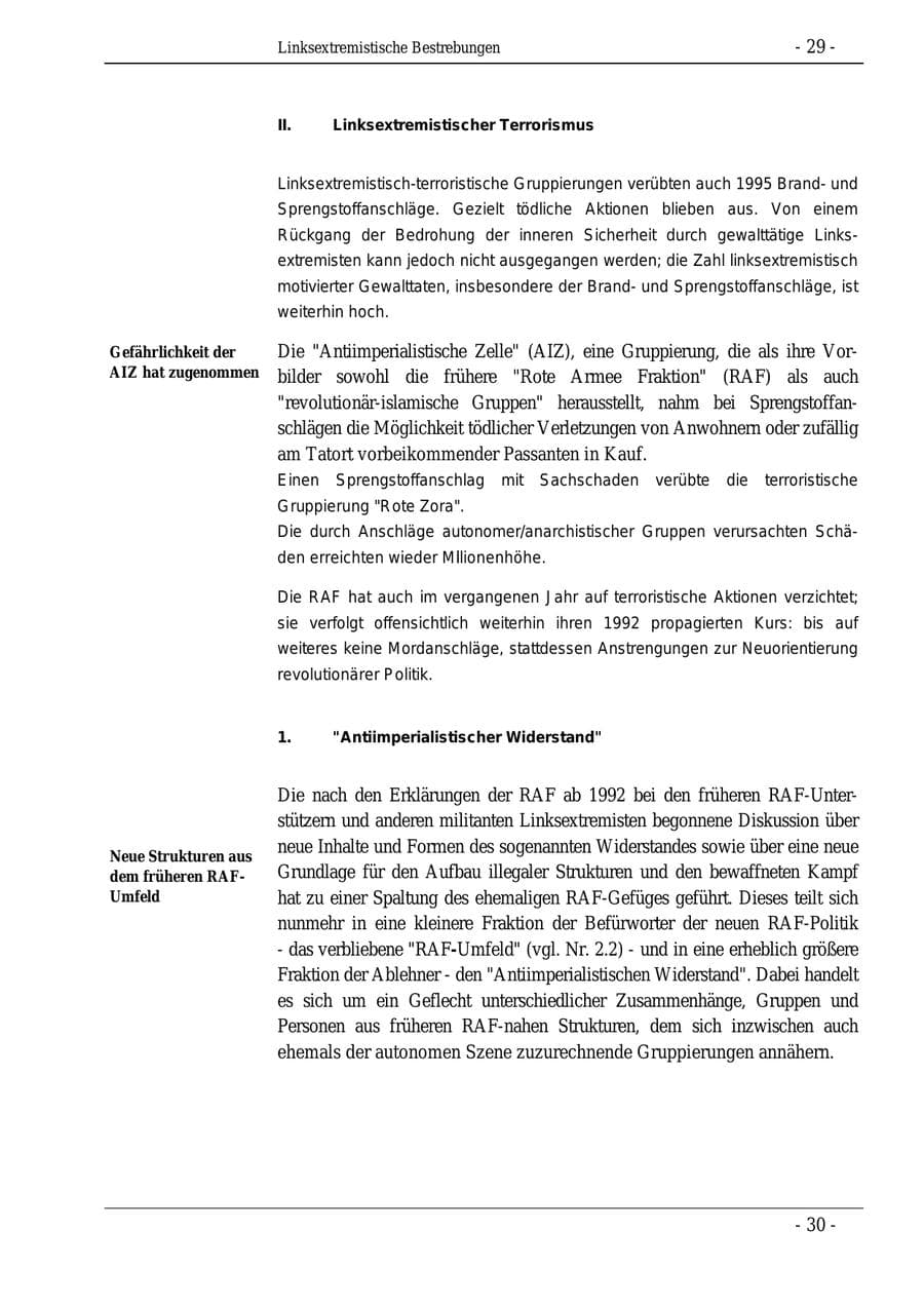Seite 29 des Verfassungsschutzbericht 1995 Bund