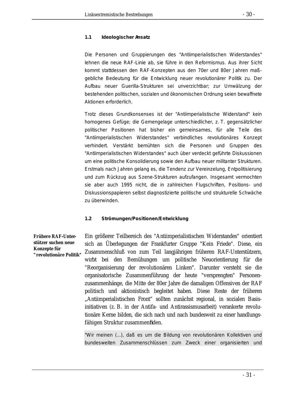 Seite 30 des Verfassungsschutzbericht 1995 Bund