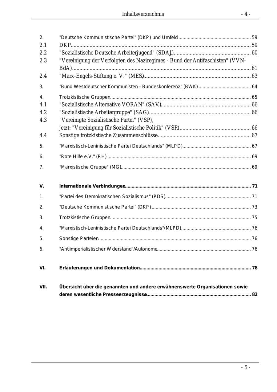 Seite 4 des Verfassungsschutzbericht 1995 Bund