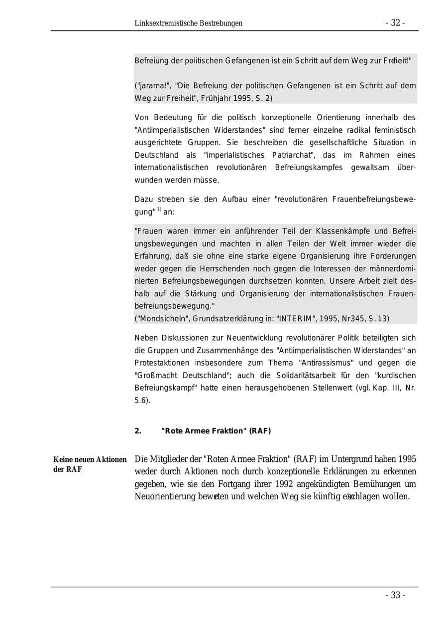 Seite 32 des Verfassungsschutzbericht 1995 Bund