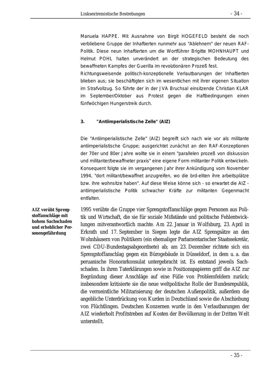 Seite 34 des Verfassungsschutzbericht 1995 Bund