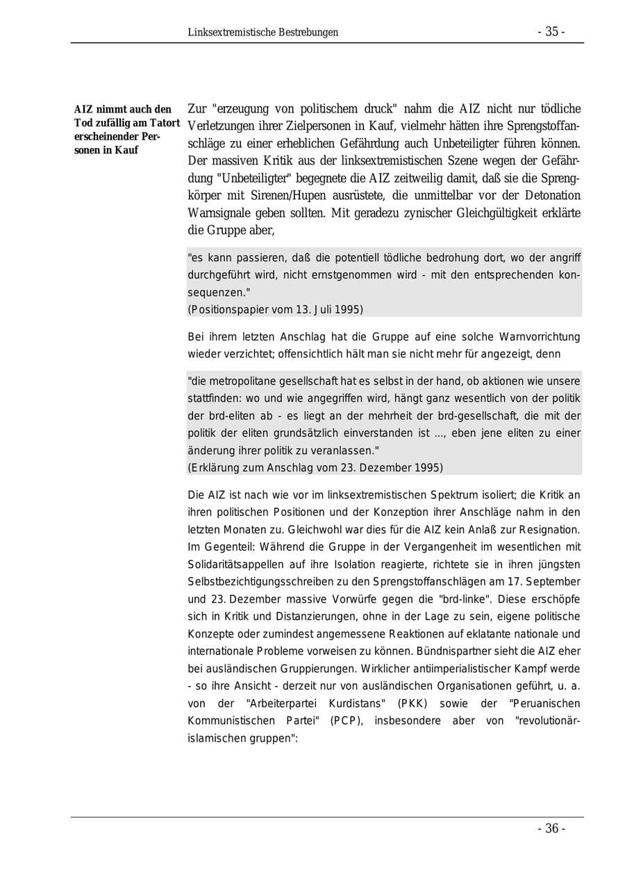 Seite 35 des Verfassungsschutzbericht 1995 Bund